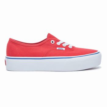 Vans Canvas Authentic Platform 2.0 - Naisten Tennarit - Punainen Valkoinen